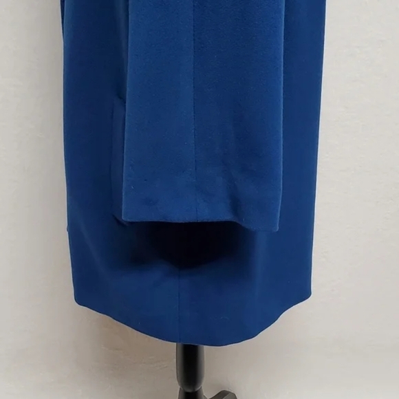 Rare Vintage 1970s Anne Klein Blue Wool Cashmere Pleated Topcoat Swing Coat - Picture 8 of 16